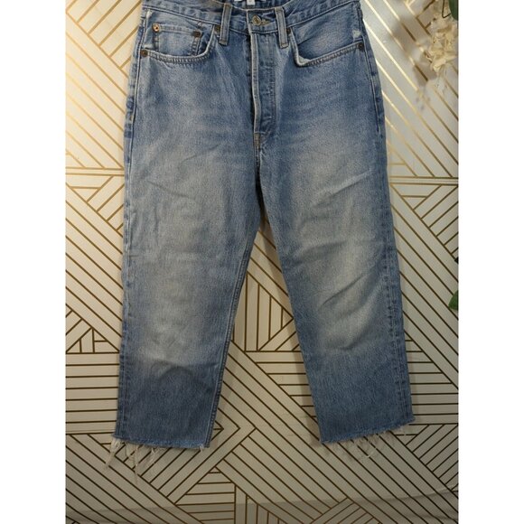 Re/Done Women' Jeans 70s Stove Pipe Straight Raw Hem Casual Classic Blue Size 27 - Picture 7 of 9